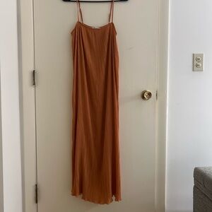 Madewell Orange pleated maxi dress
